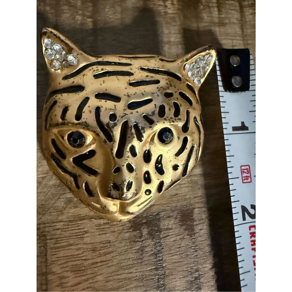 Vintage Gold Leopard Brooch For Women Statement Cat Animal Jewelry Bold - Picture 10 of 17
